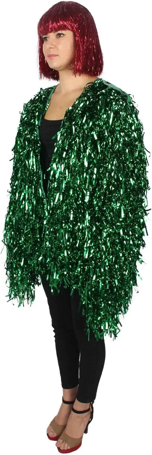 Unisex Thick Metallic Tinsel Foil Jacket - Extra Dense Shiny Glitter Costumes | Loose Fit Festival Rave Outfits