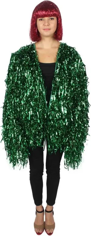 Unisex Thick Metallic Tinsel Foil Jacket - Extra Dense Shiny Glitter Costumes | Loose Fit Festival Rave Outfits