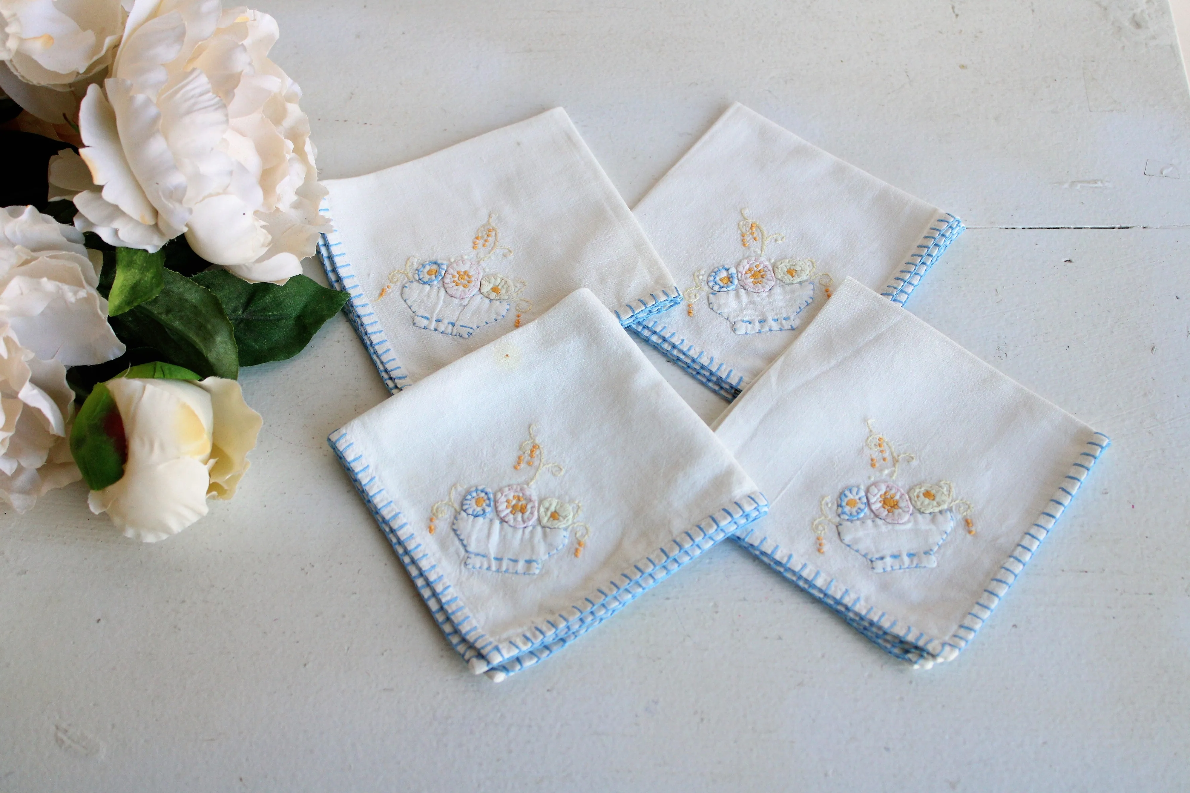 Vintage Set of Four 1950s Napkins