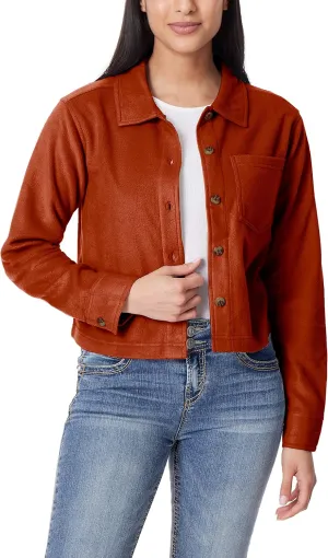 WallFlower Women's Chloe Polar Cozy Fleece Boyfriend Spring, Summer and Fall Light Shacket Jackets