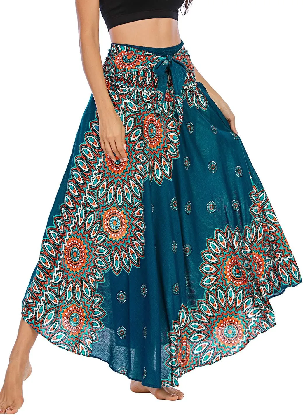 Womens Boho Skirt Long Skirts Hippie Clothes for Women with Tie