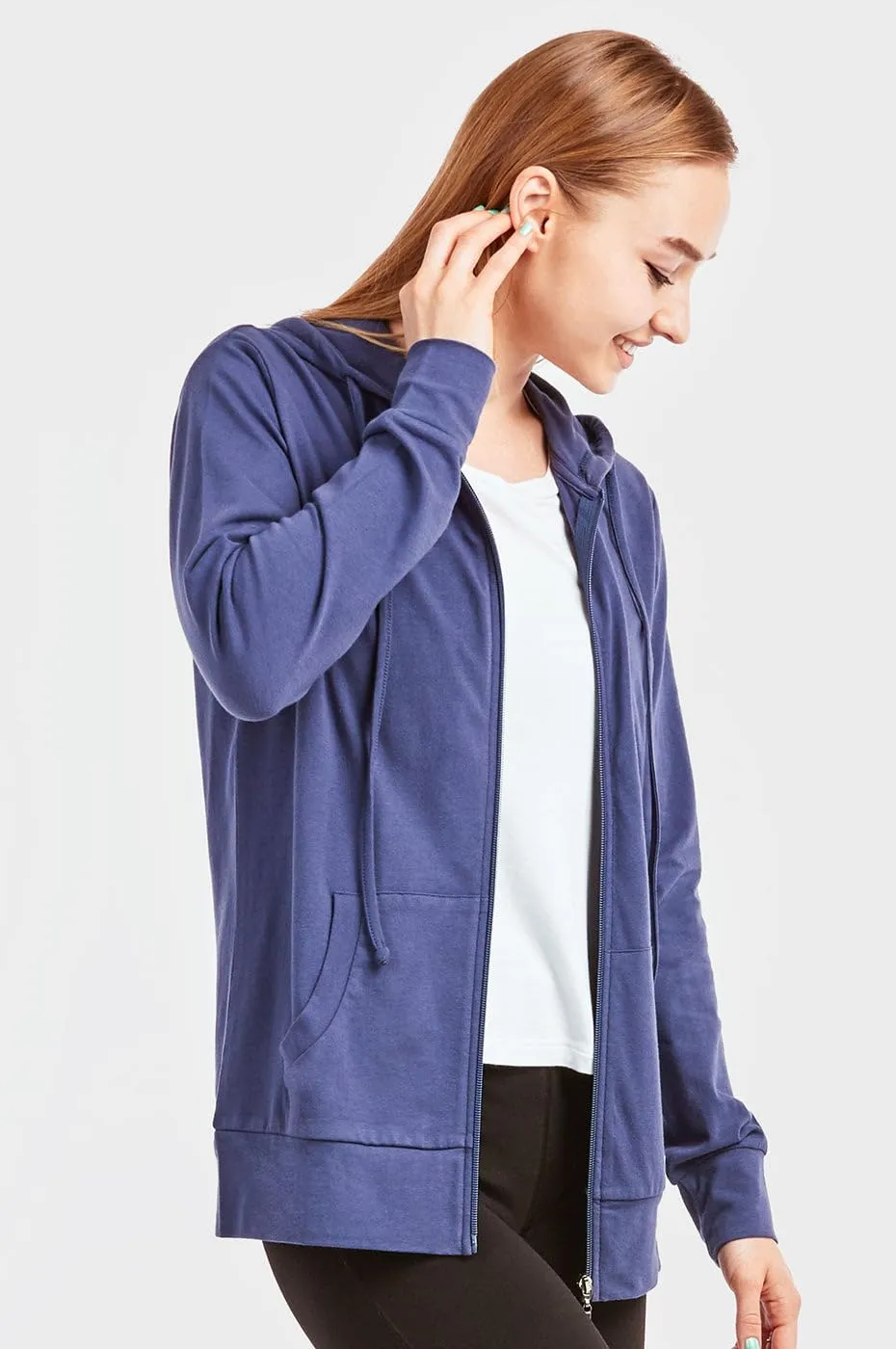 Women's Thin Cotton Zip Up Hoodie Jacket