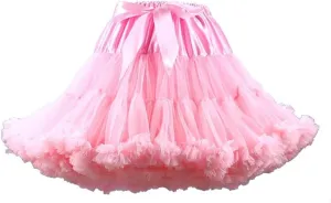 Womens Tulle Petticoats With Ribbon Elastic Waist Tutu Skirts Ballet Dance Cosplay Costumes