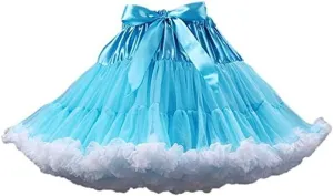 Womens Tulle Petticoats With Ribbon Elastic Waist Tutu Skirts Ballet Dance Cosplay Costumes