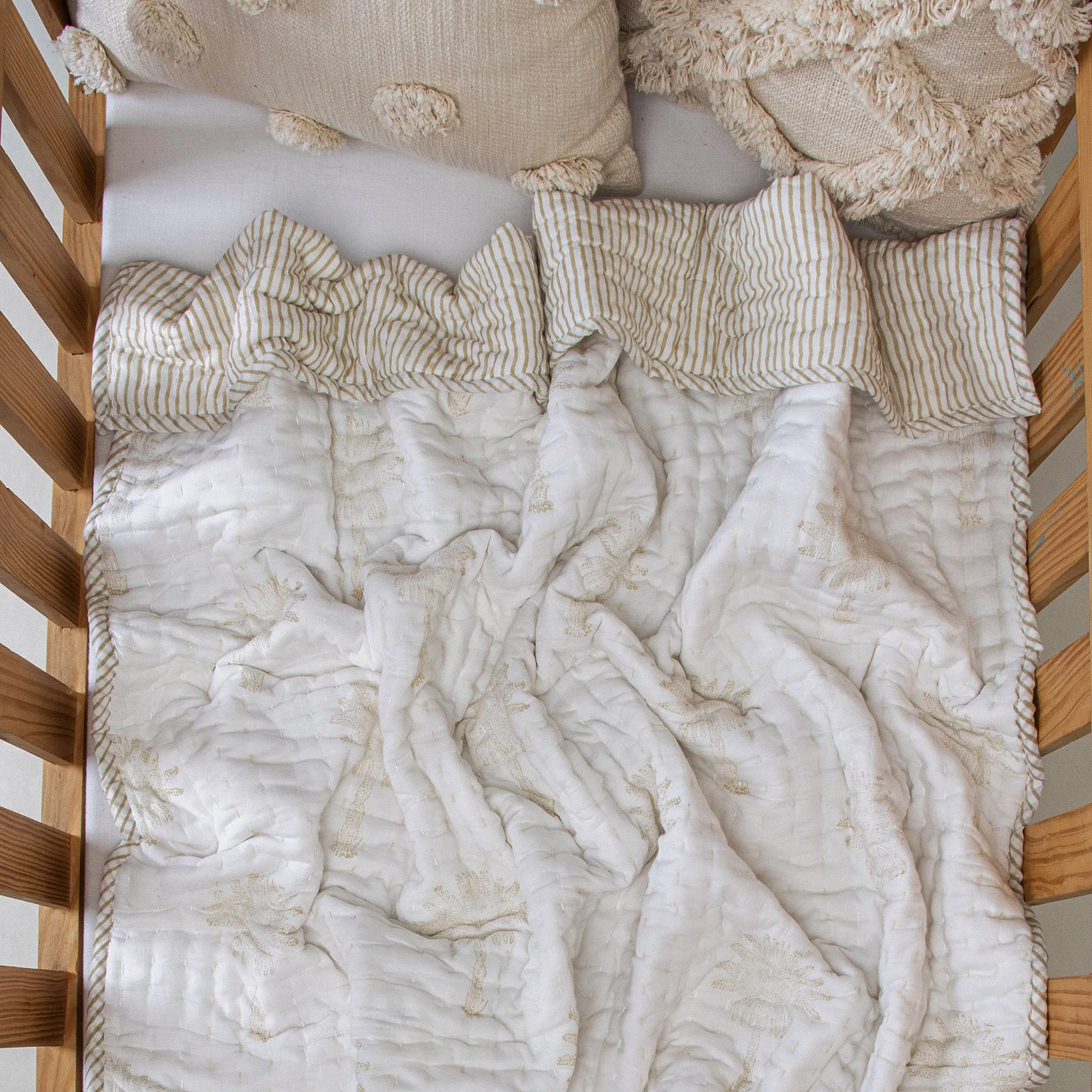 Yellow Palm Tree Mulmul Soft Cotton Baby Blankets