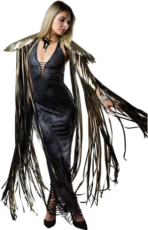 Ypser Shoulder Pieces with Fringed Angel Wings Cape Shawl for Burning Men Halloween Cosplay