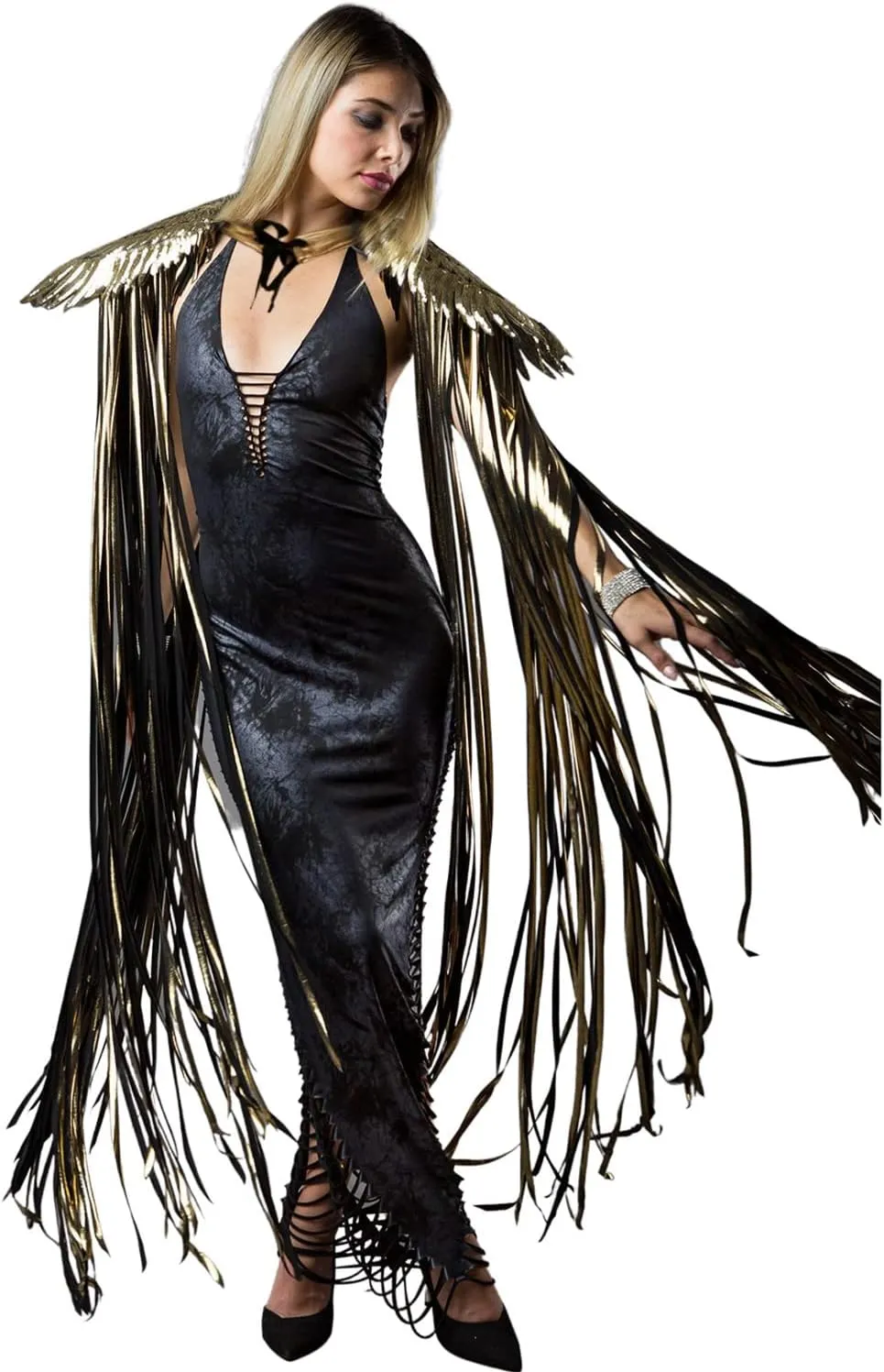 Ypser Shoulder Pieces with Fringed Angel Wings Cape Shawl for Burning Men Halloween Cosplay