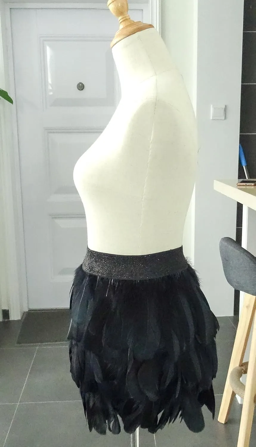 ZAKIA Women's Skirt Real Natural Feather Feather Skirt Casual