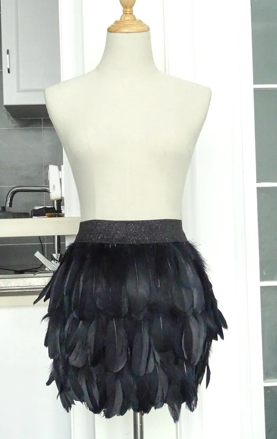ZAKIA Women's Skirt Real Natural Feather Feather Skirt Casual